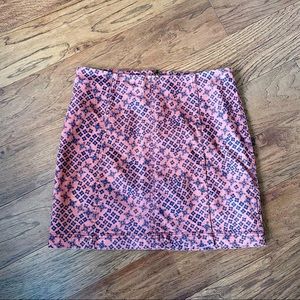 Free People boho burnt red + navy printed mini skirt